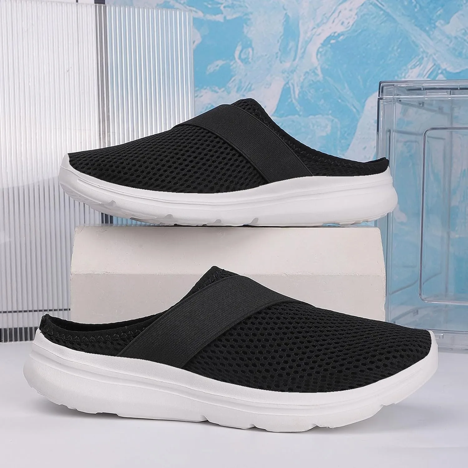 Athletic Fashion Sneakers for Men Breathable and Light Outdoor Comfy Walking Shoe Soft Flat Soled Elderly Shoes