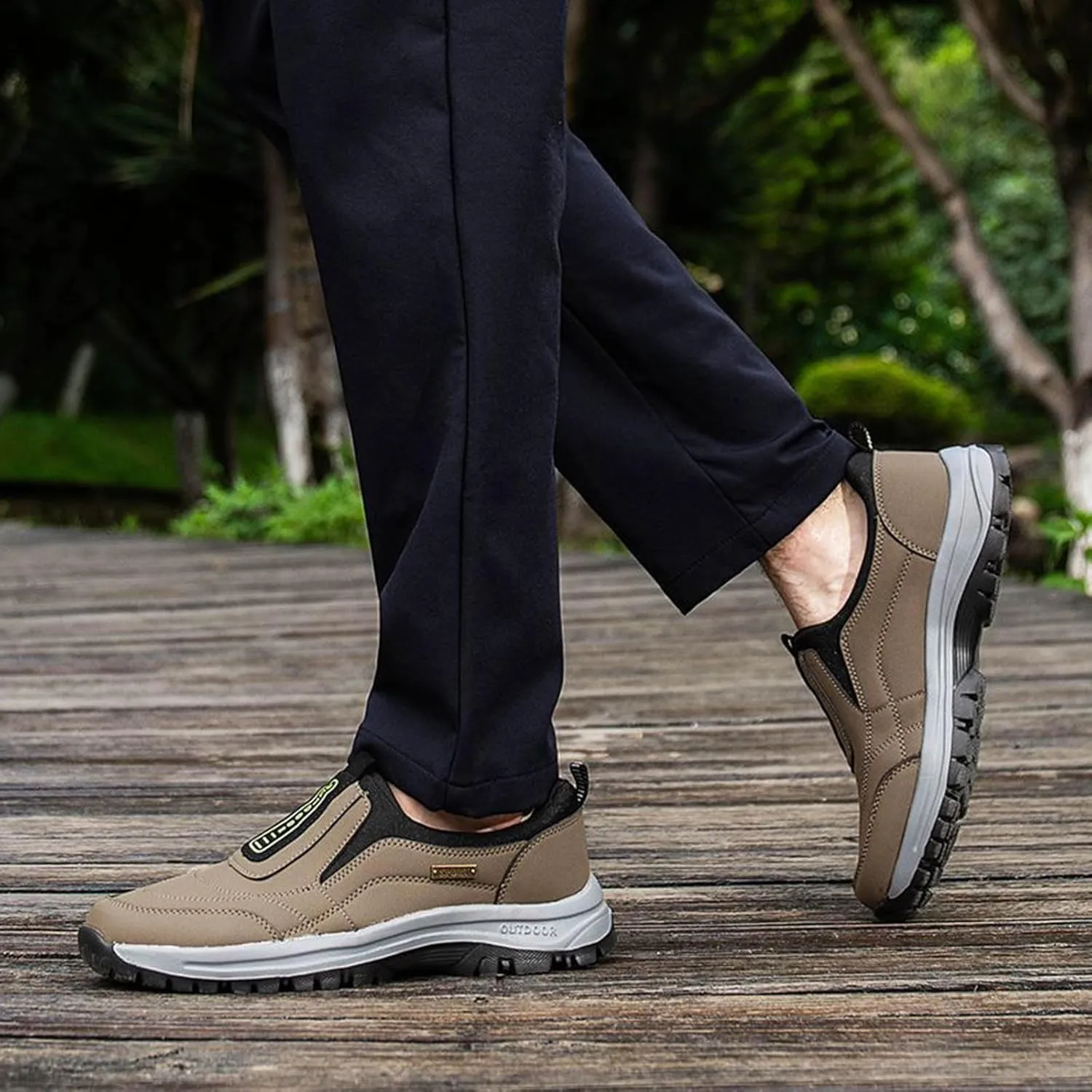 Athletic Fashion Sneakers for Men Comfortable Breathable Stretch Canvas Slip on Sneaker Memory Foam Hiking Shoes
