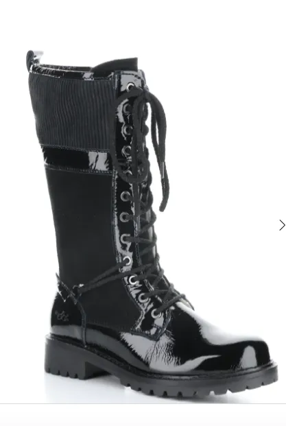 Bos & Co "Hallowed" Black Patent tall boot waterproof with warm lining