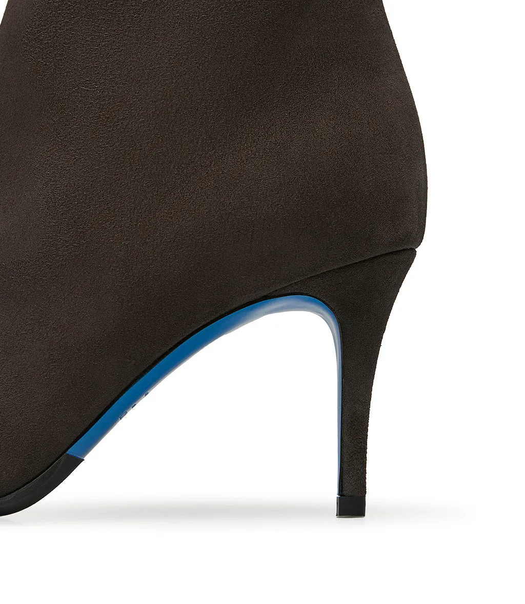 Dark brown suede ankle boots