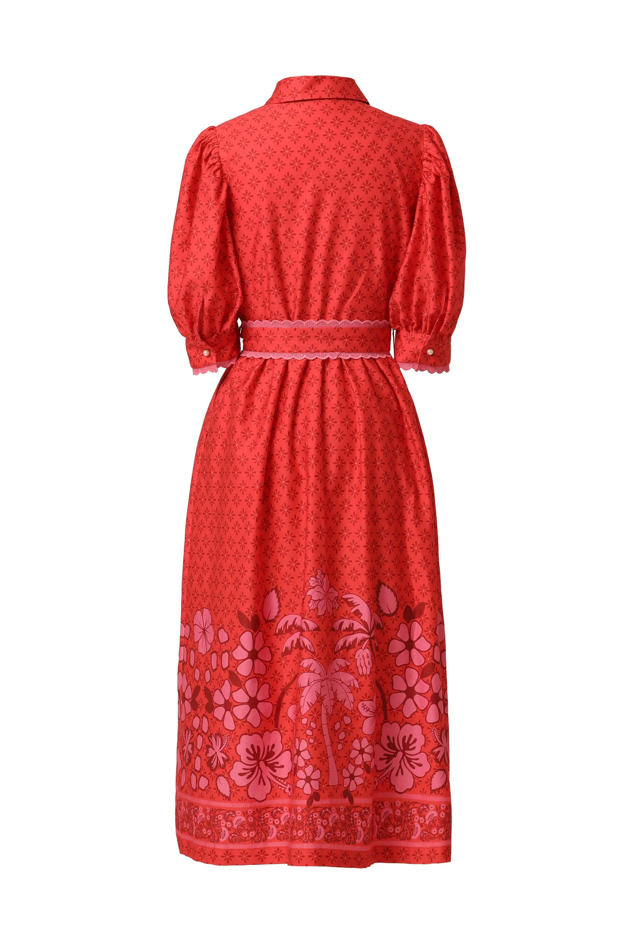 Emily Lovelock Veronica Organic Cotton Satin Flame Scarlet Red Top