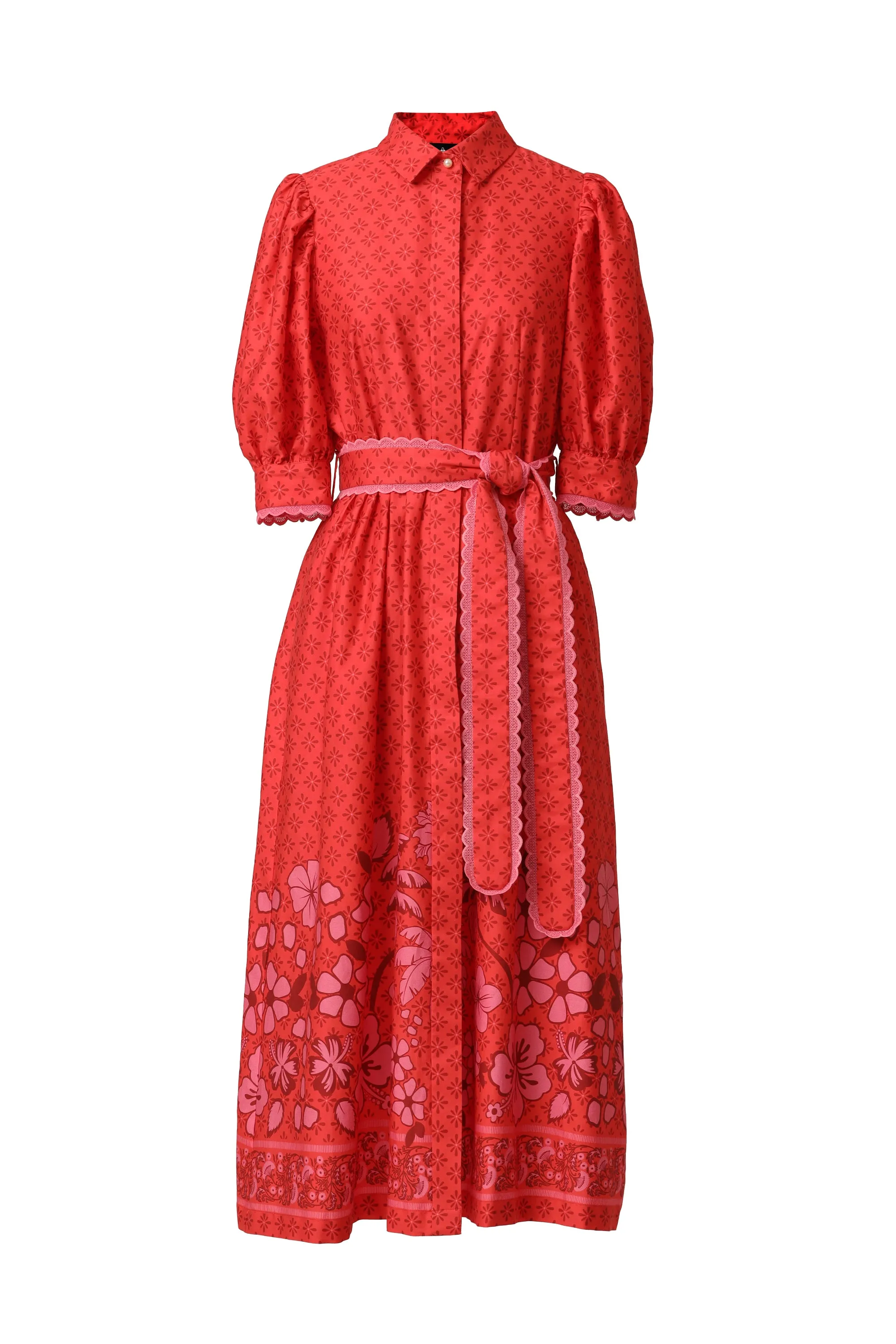 Emily Lovelock Veronica Organic Cotton Satin Flame Scarlet Red Top