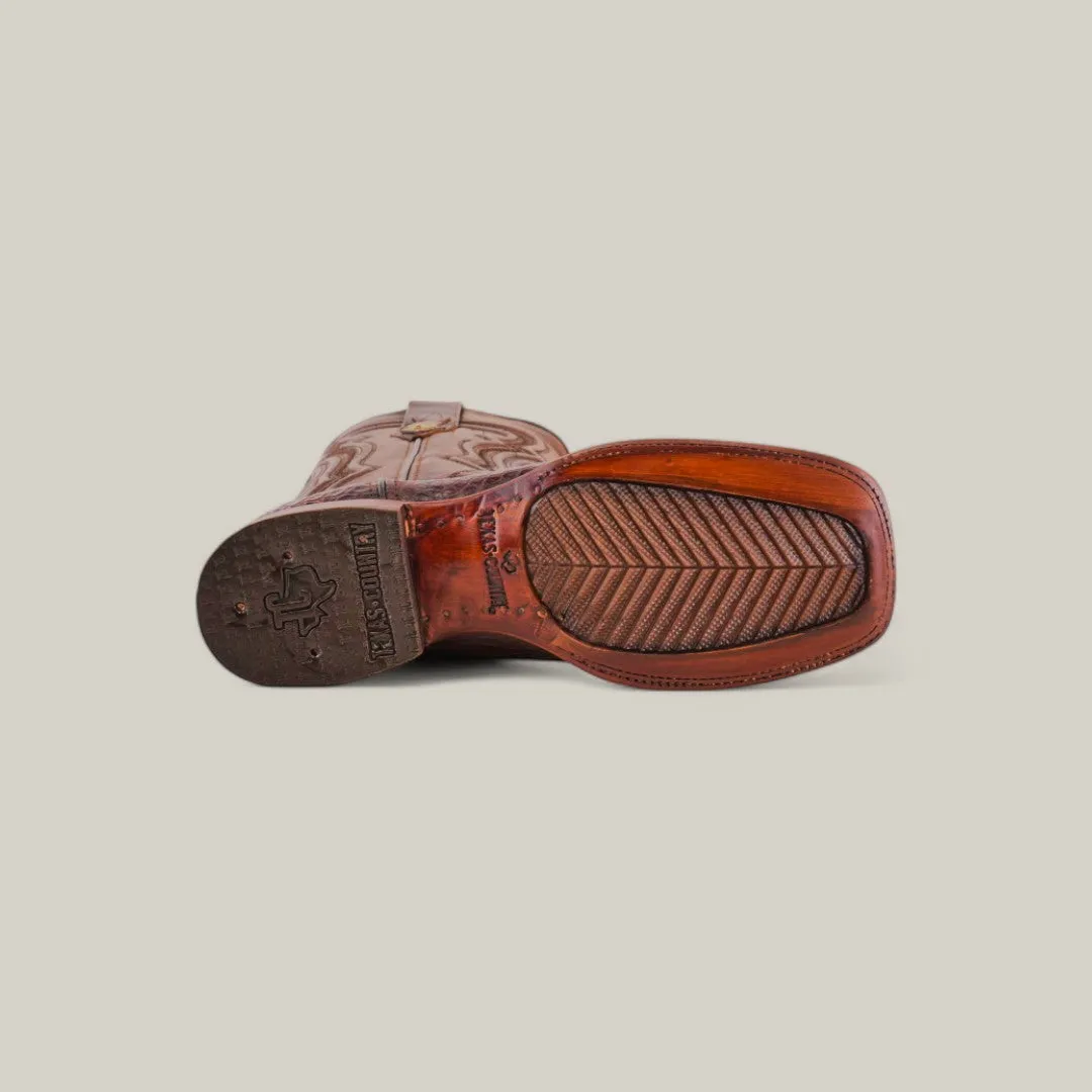 Exotic American Alligator Belly Tail - Brown - Square Toe