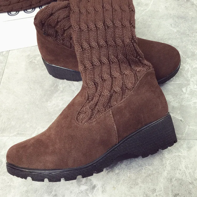 Fashion Knee-High Wool Canister Flat Warm Boots