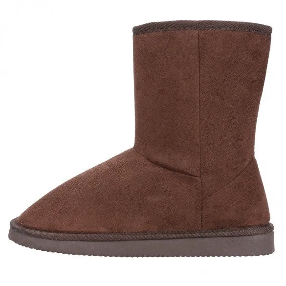 Fashion Women Winter Warm Solid Ankle Snow Boot Flat Heel Fleece Lined