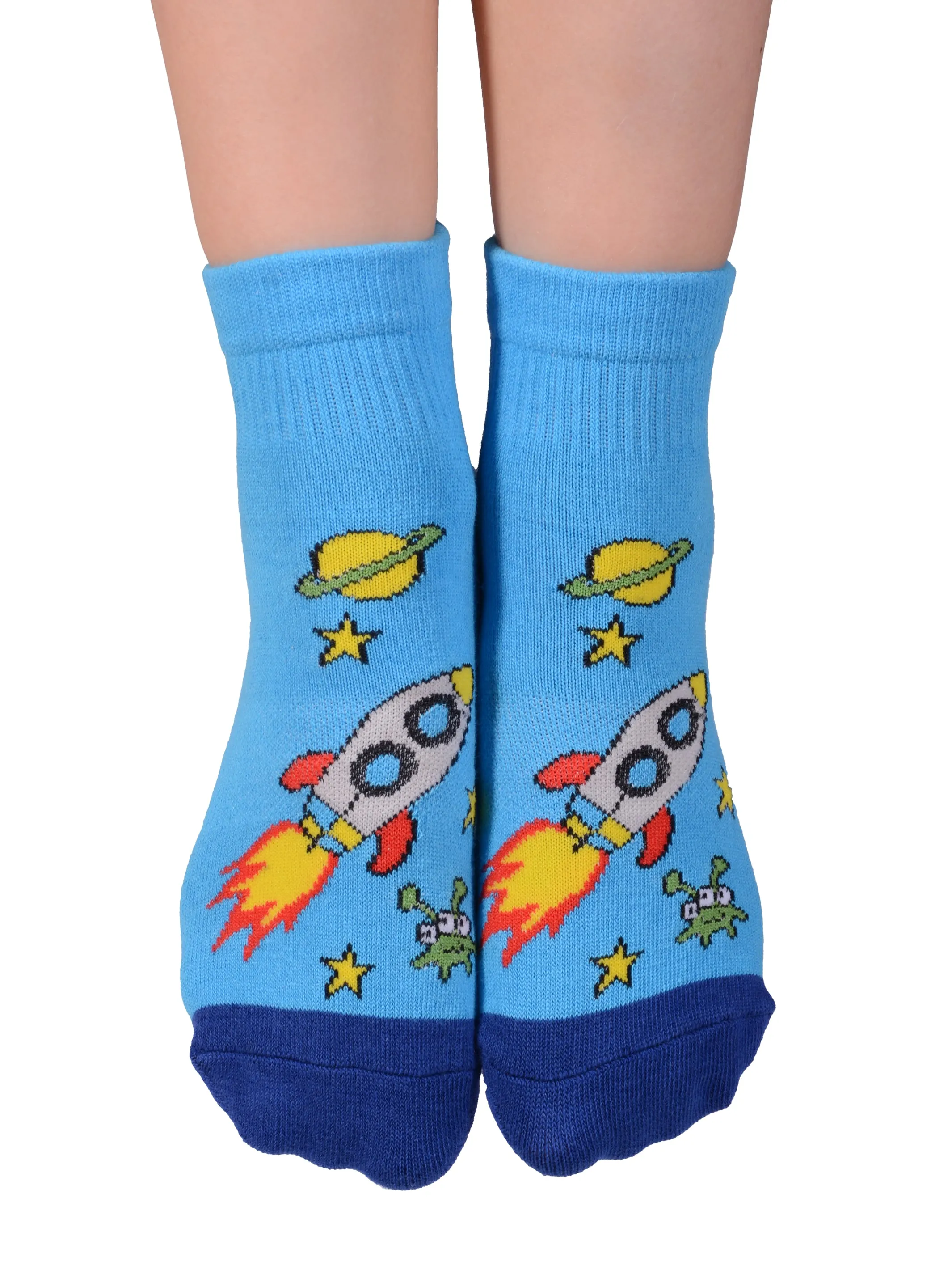 FOOTSIS Non Slip Grip Socks for Yoga, Pilates, Barre, Home, Hospital ,Mommy and Me classes ‘Rocket'