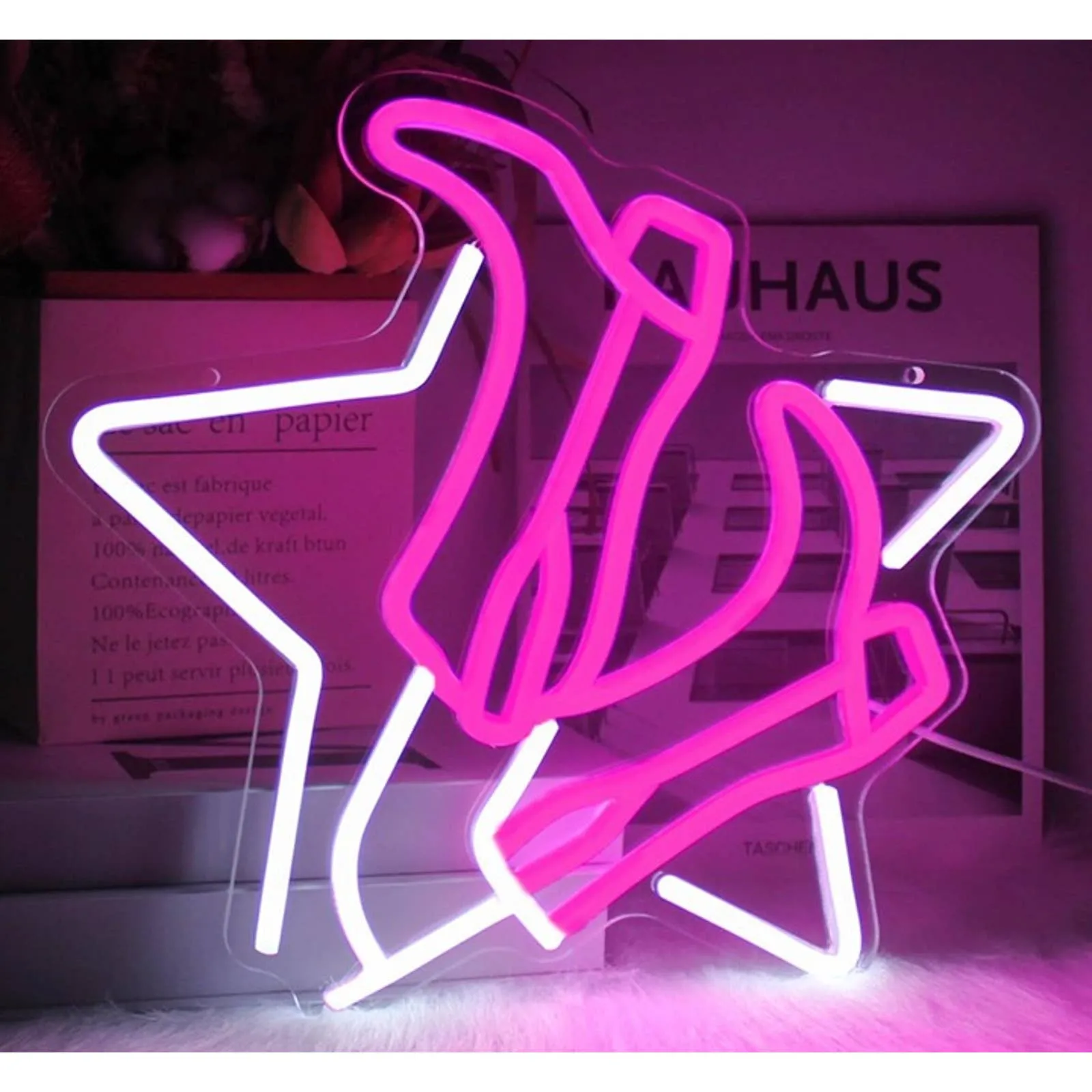 Fun Bright Cowgirl Boots and Star LED Night Light Room Wall Decor
