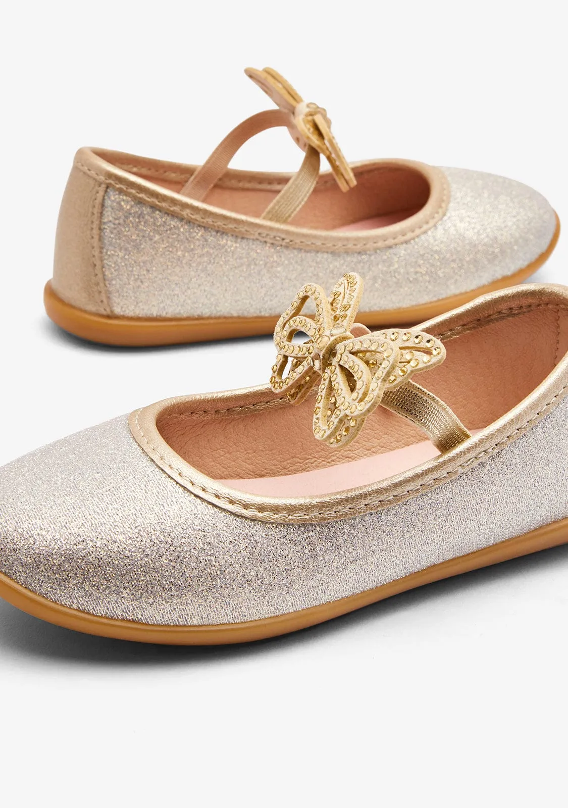 Gold Butterfly Strip Ballerinas