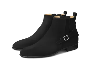 Hopper Buckle Boot in Black Shield Suede