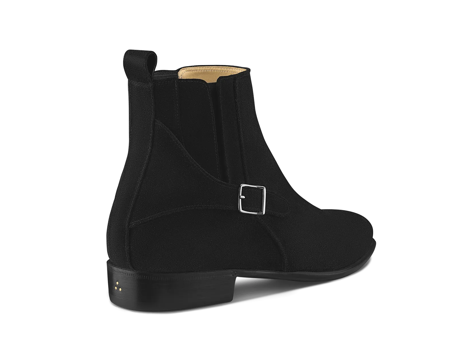Hopper Buckle Boot in Black Shield Suede