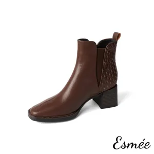 Leather High Heel Chelsea with Woven Design