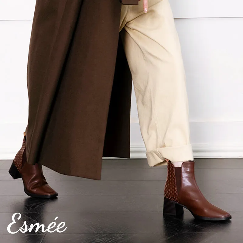 Leather High Heel Chelsea with Woven Design