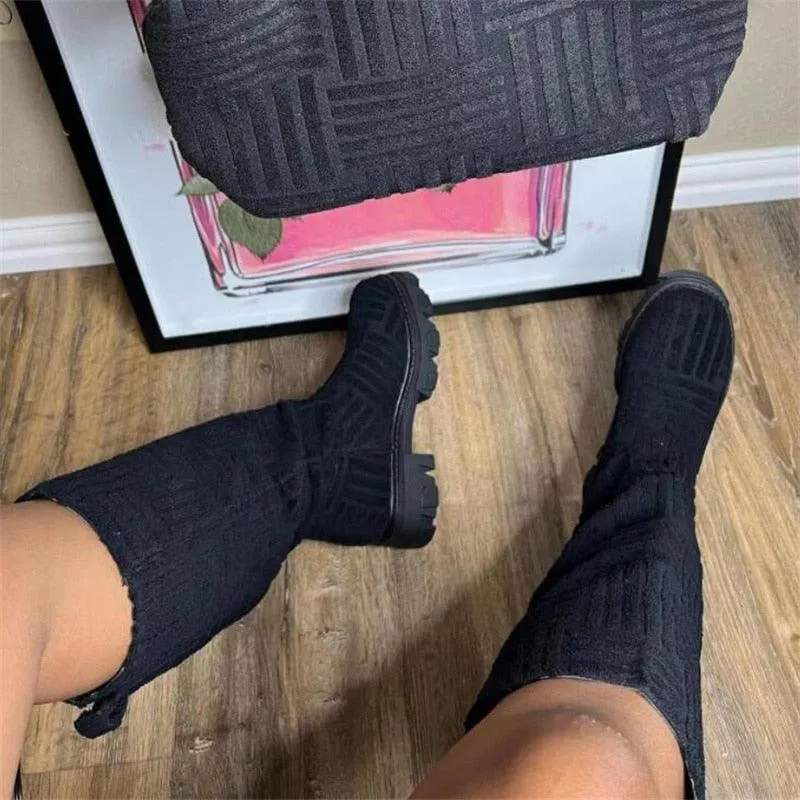 Luxury Brand New Women Thick-soled Thick-heeled Warm Boots