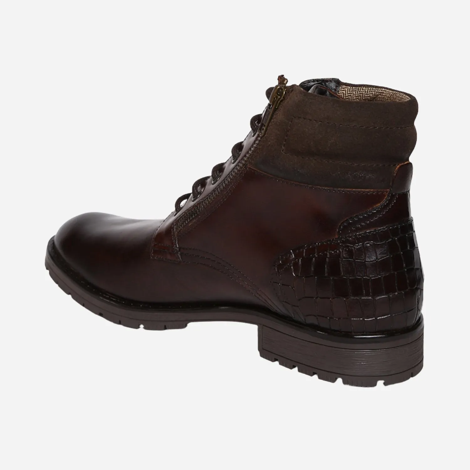 Masabih Genuine Leather Brown Ankle Zipper Boots for Men