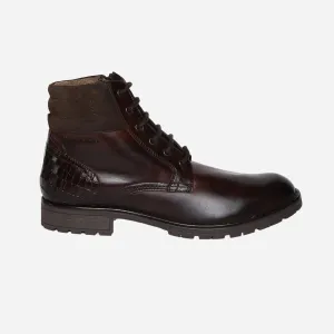 Masabih Genuine Leather Brown Ankle Zipper Boots for Men