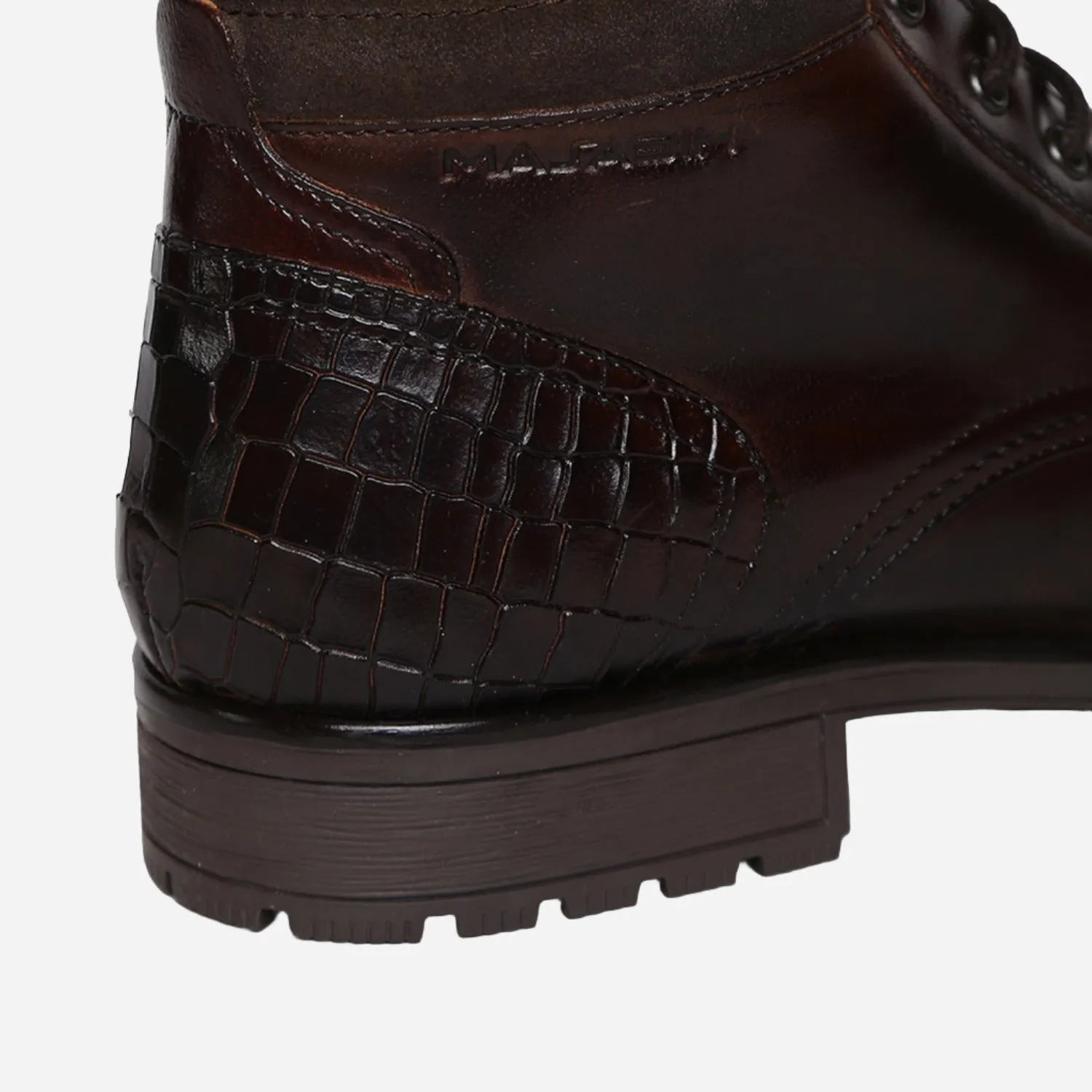 Masabih Genuine Leather Brown Ankle Zipper Boots for Men