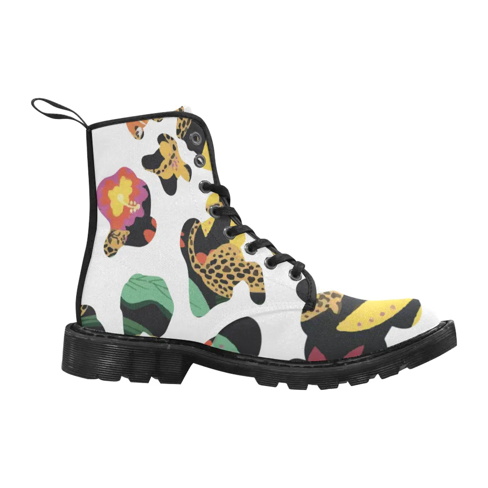 Men's Abstract Animal Print Canvas Boots