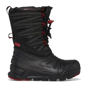 Merrell Snow Quest Lite 3.0 Waterproof Boot, Black/Grey/Red, 3 US Unisex Big Kid
