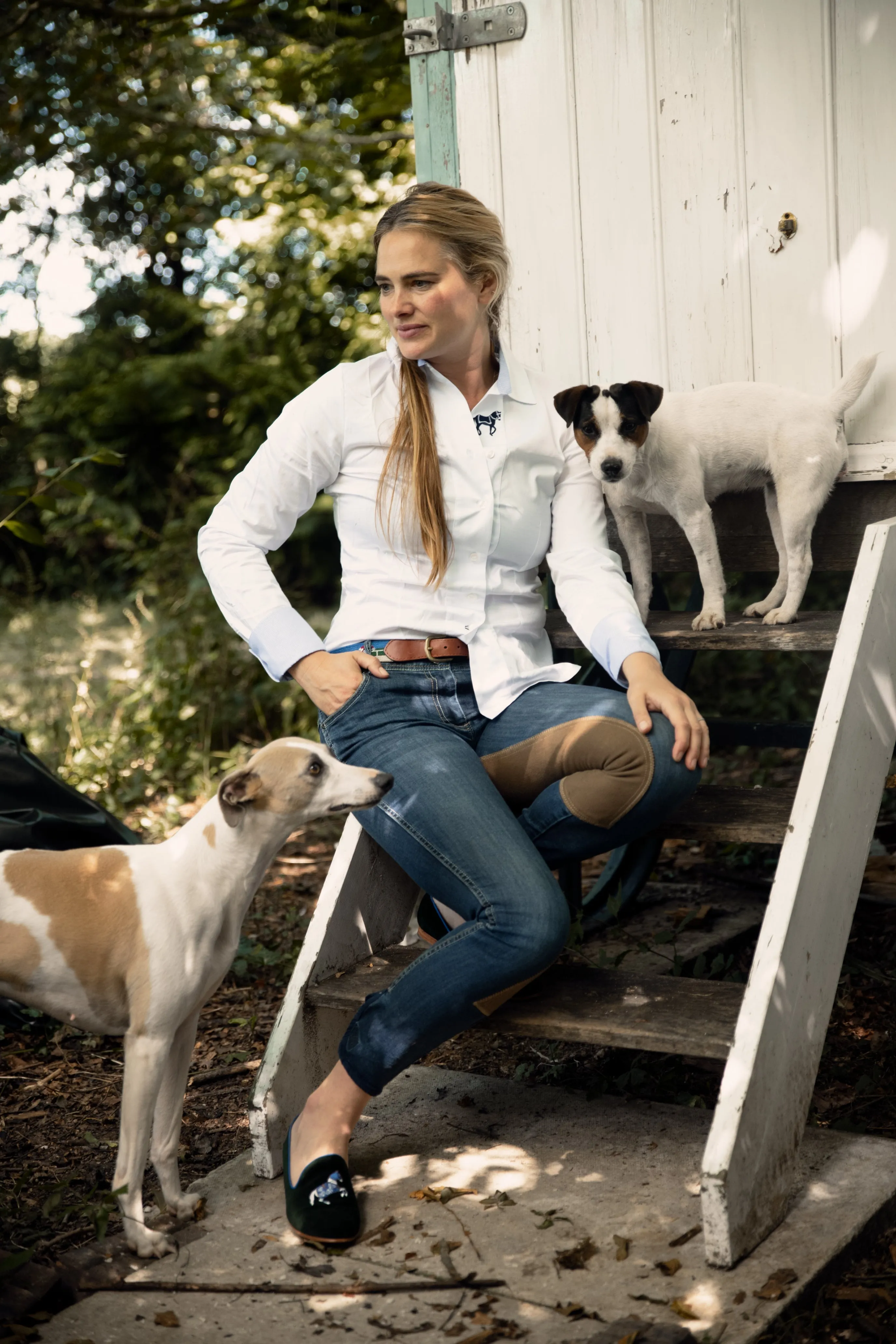 Rönner Mimosa Horse Navy & Light Blue Velvet Loafer