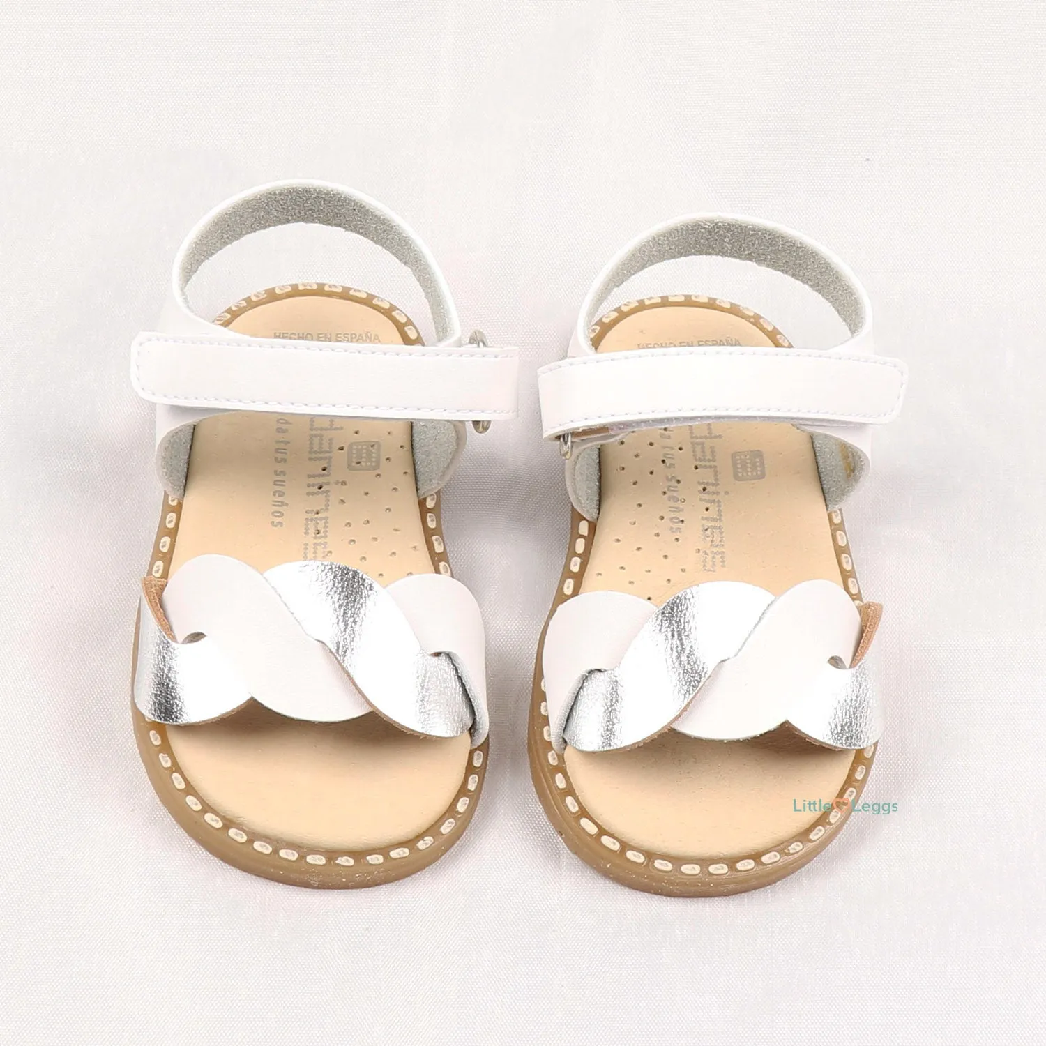 White & Metallic Silver Sandal