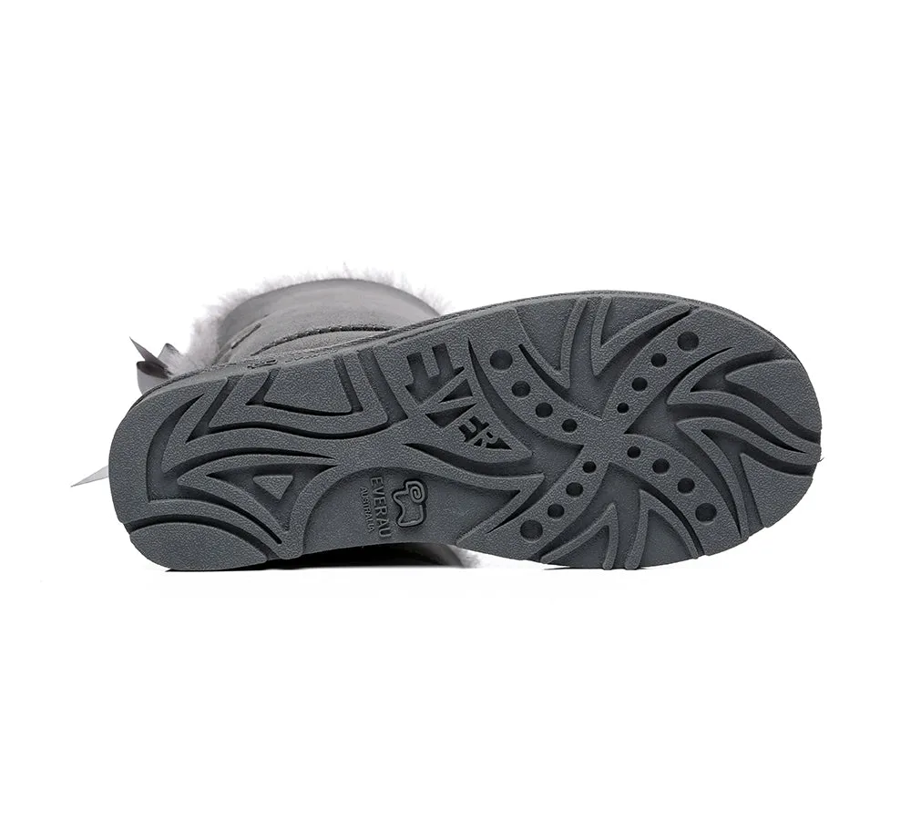 Women Boots Double Baily Short Back Bow Sheepskin Wool