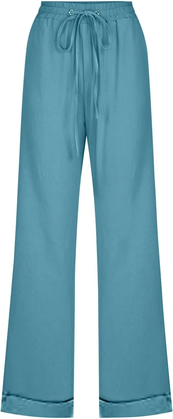 Women Linen Pants Elastic Waist is Simply Cotton Nine Point Pants Casual Pants Pants Fall Fashion Outfits 2025 Flowy