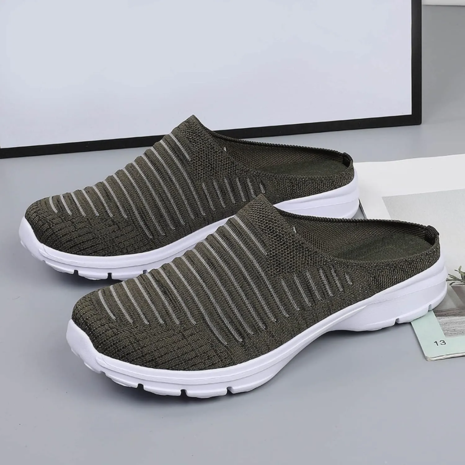 Womens Breathable Mesh Walking Mules Sneakers Tennis Shoes Men Comfort Casual Work Shoes Casual Sneakers Black Tennis Shoe Loafers Casual Slip On